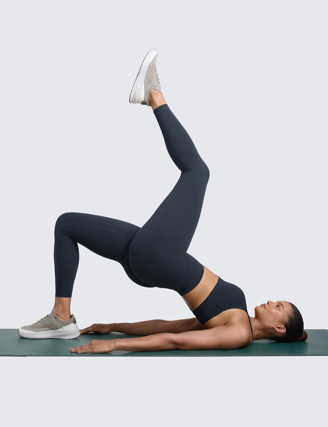 imageCRZ YOGA Secretsculpt Butterlift Workout Leggings 25quot No Front Seam High Waisted Womens Yoga Pants Booty Scrunch ButtTrue Navy