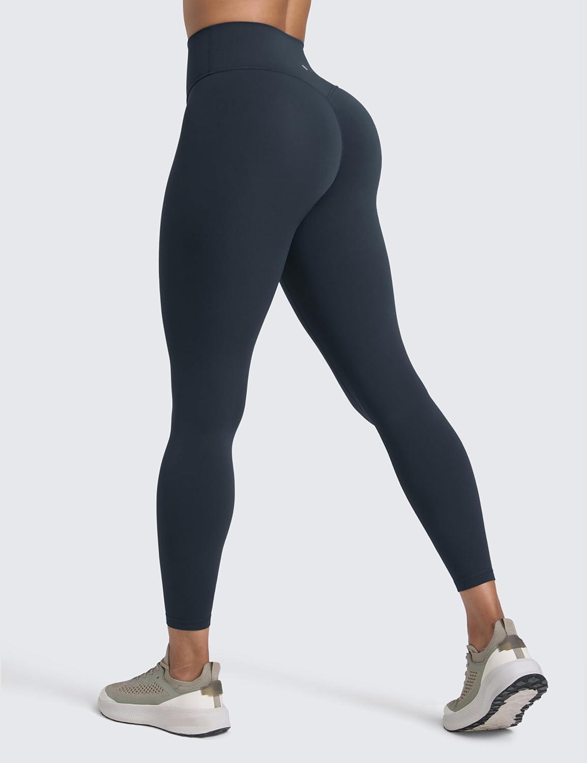 imageCRZ YOGA Secretsculpt Butterlift Workout Leggings 25quot No Front Seam High Waisted Womens Yoga Pants Booty Scrunch ButtTrue Navy