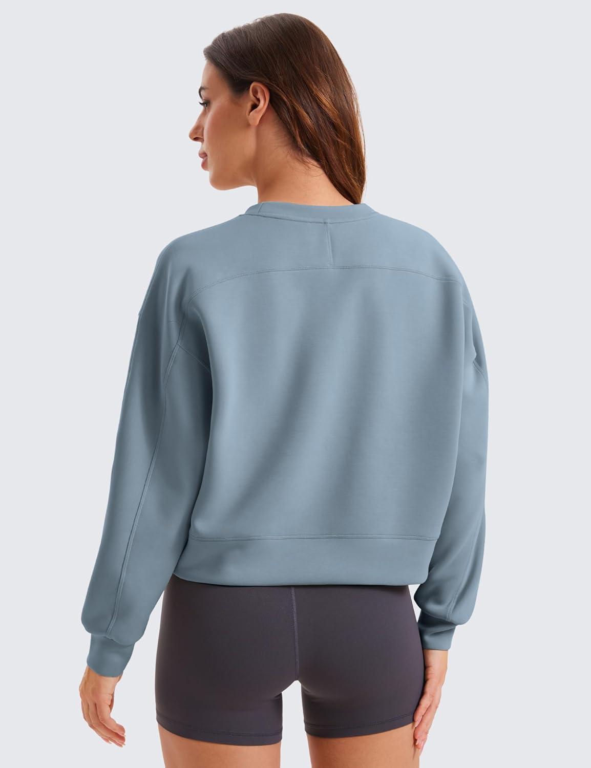 imageCRZ YOGA SoftAura Pullover Sweatshirt for Women Crewneck Workout Casual Basic Fall Sweat ShirtsBelgian Blue