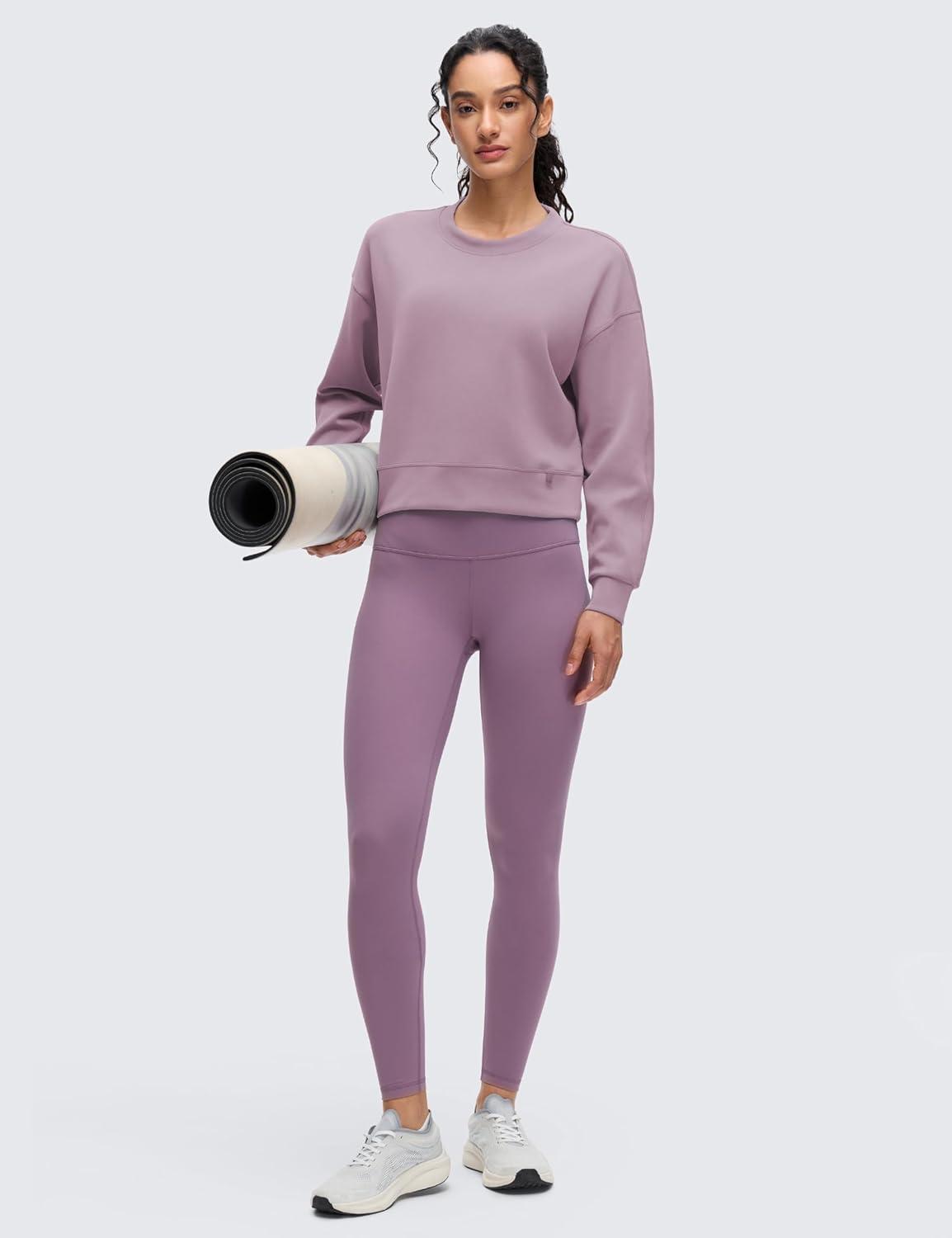 imageCRZ YOGA SoftAura Pullover Sweatshirt for Women Crewneck Workout Casual Basic Fall Sweat ShirtsLight Lavender