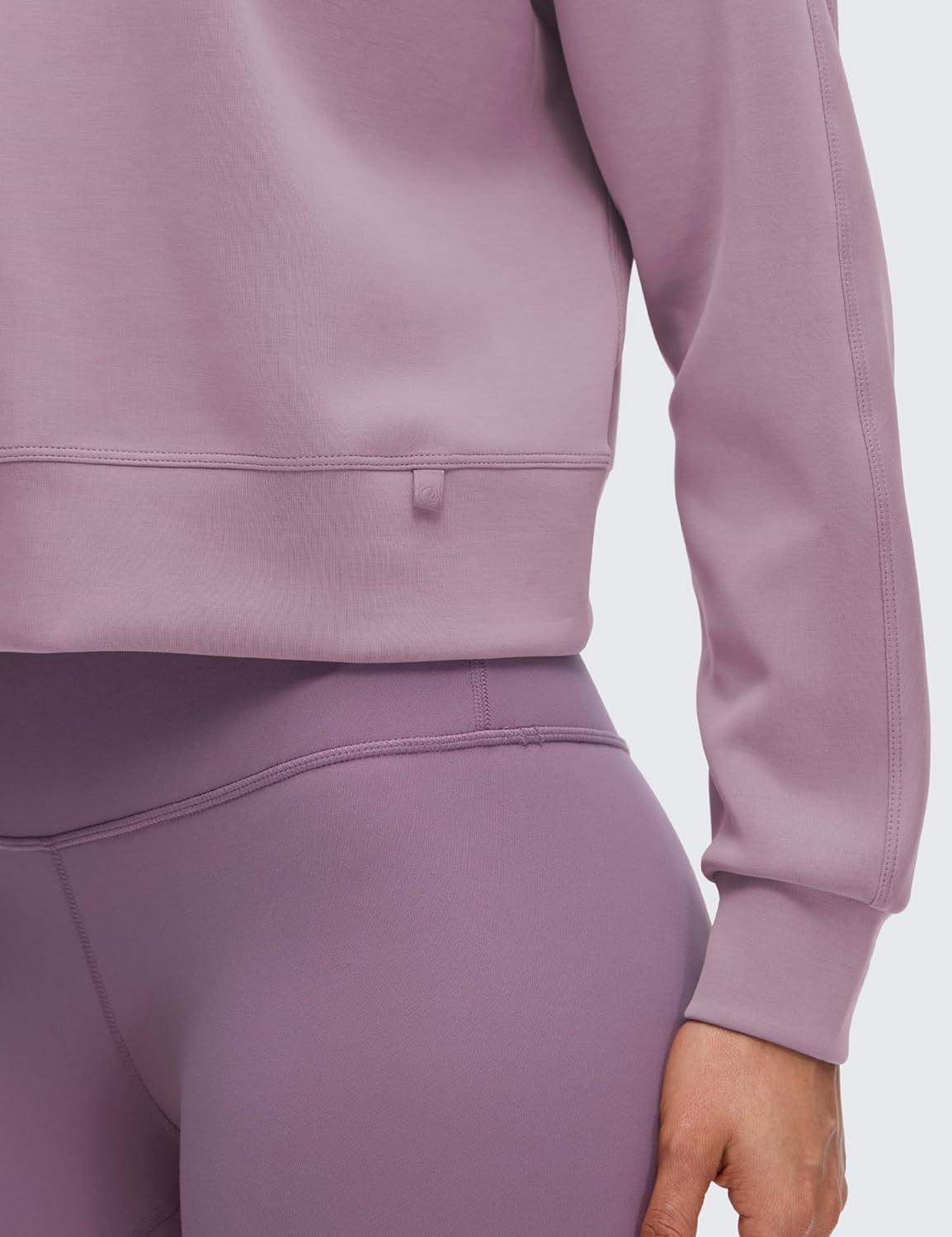 imageCRZ YOGA SoftAura Pullover Sweatshirt for Women Crewneck Workout Casual Basic Fall Sweat ShirtsLight Lavender
