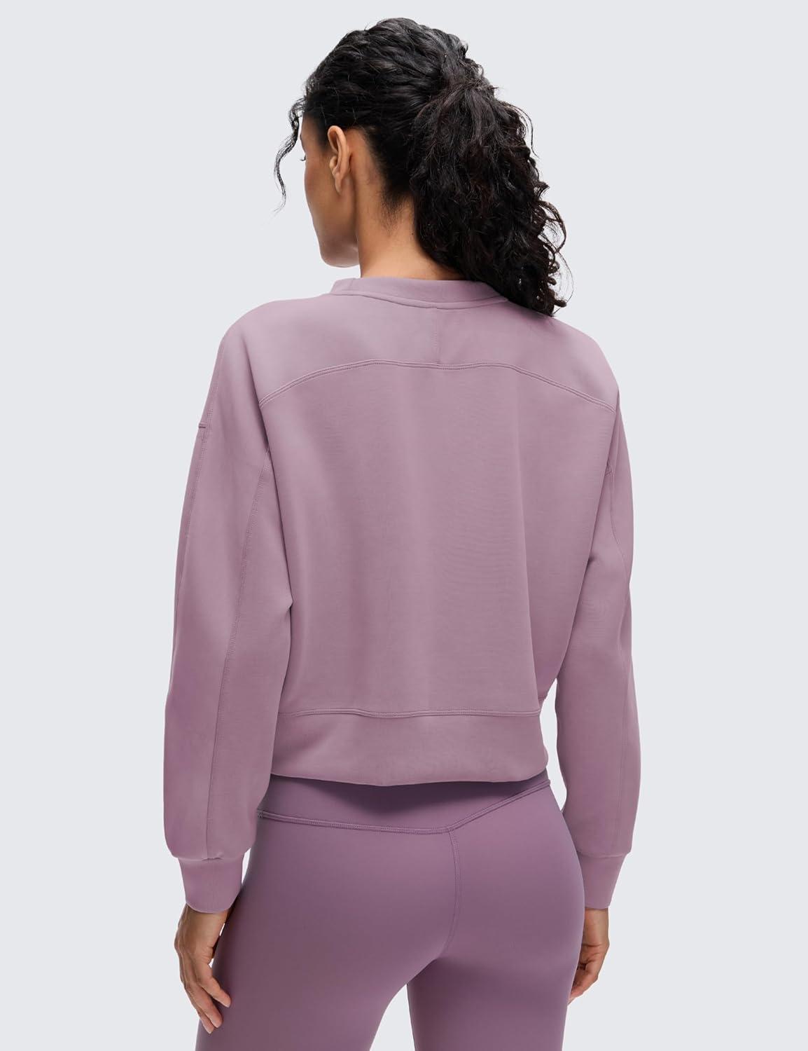 imageCRZ YOGA SoftAura Pullover Sweatshirt for Women Crewneck Workout Casual Basic Fall Sweat ShirtsLight Lavender