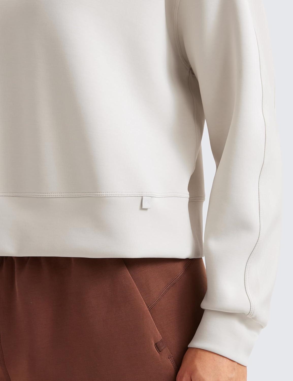 imageCRZ YOGA SoftAura Pullover Sweatshirt for Women Crewneck Workout Casual Basic Fall Sweat ShirtsMilky White Bone