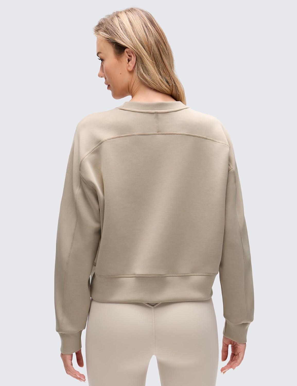 imageCRZ YOGA SoftAura Pullover Sweatshirt for Women Crewneck Workout Casual Basic Fall Sweat ShirtsOak