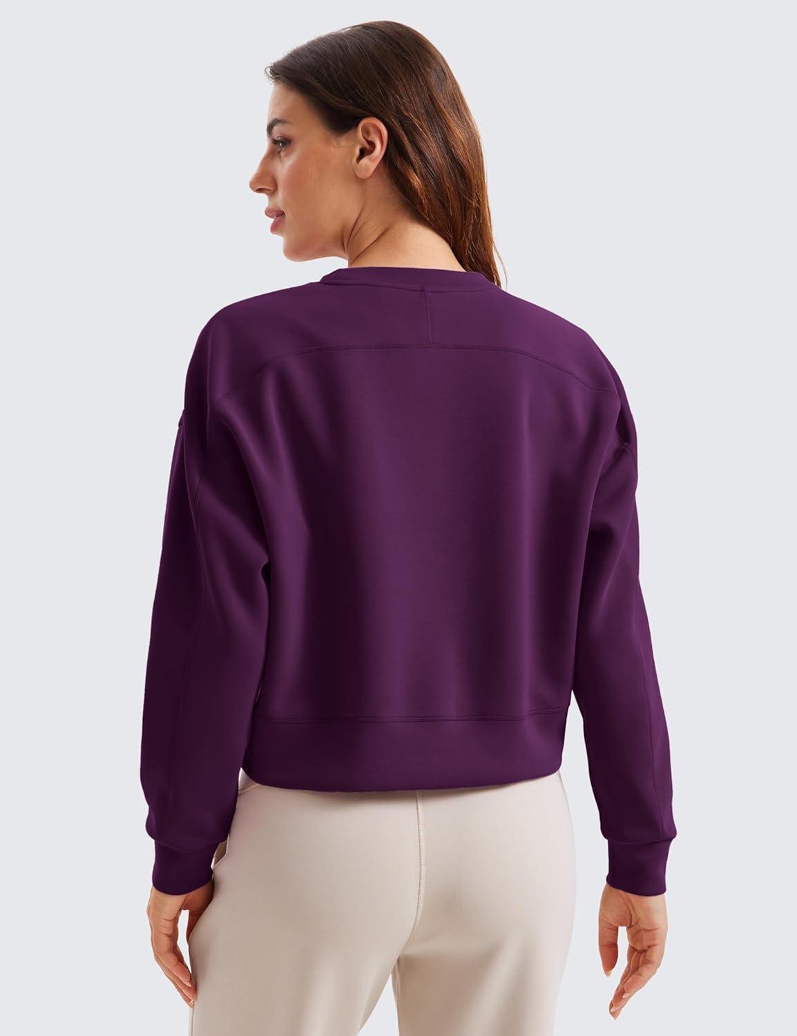 imageCRZ YOGA SoftAura Pullover Sweatshirt for Women Crewneck Workout Casual Basic Fall Sweat ShirtsPlum Magenta
