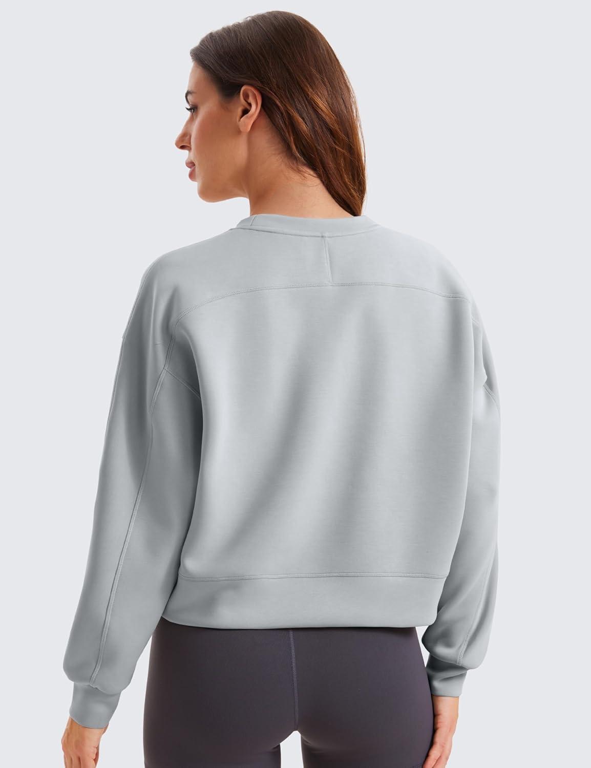 imageCRZ YOGA SoftAura Pullover Sweatshirt for Women Crewneck Workout Casual Basic Fall Sweat ShirtsRhino Grey