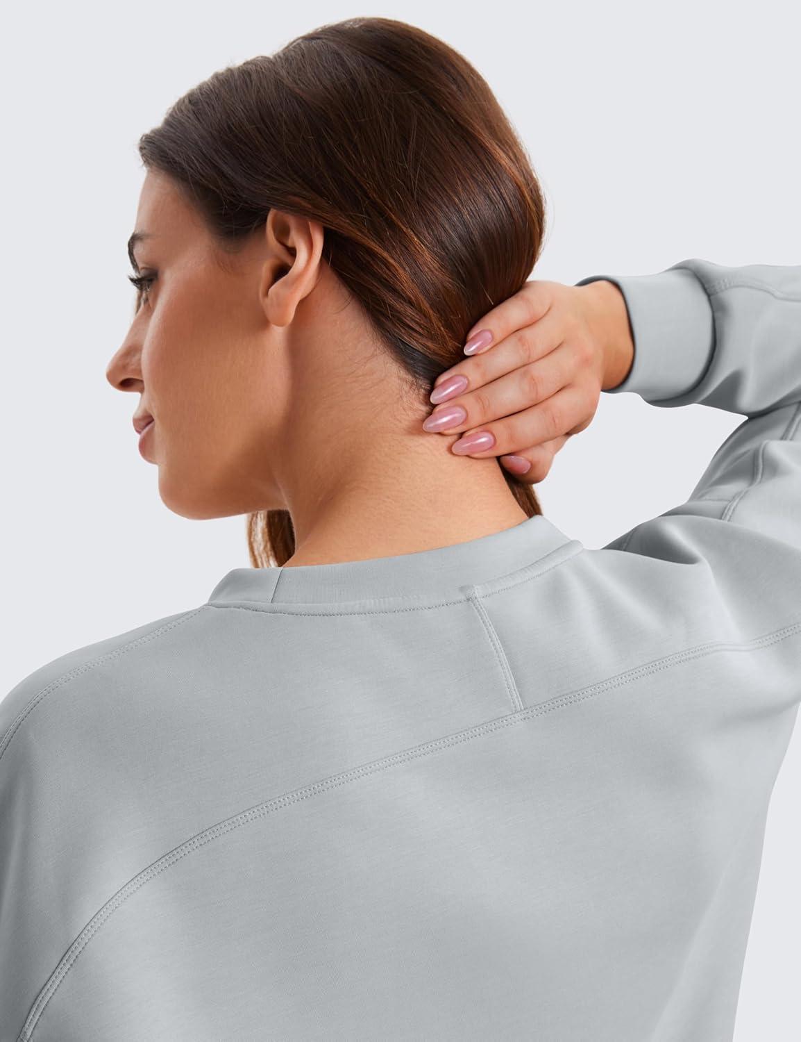 imageCRZ YOGA SoftAura Pullover Sweatshirt for Women Crewneck Workout Casual Basic Fall Sweat ShirtsRhino Grey