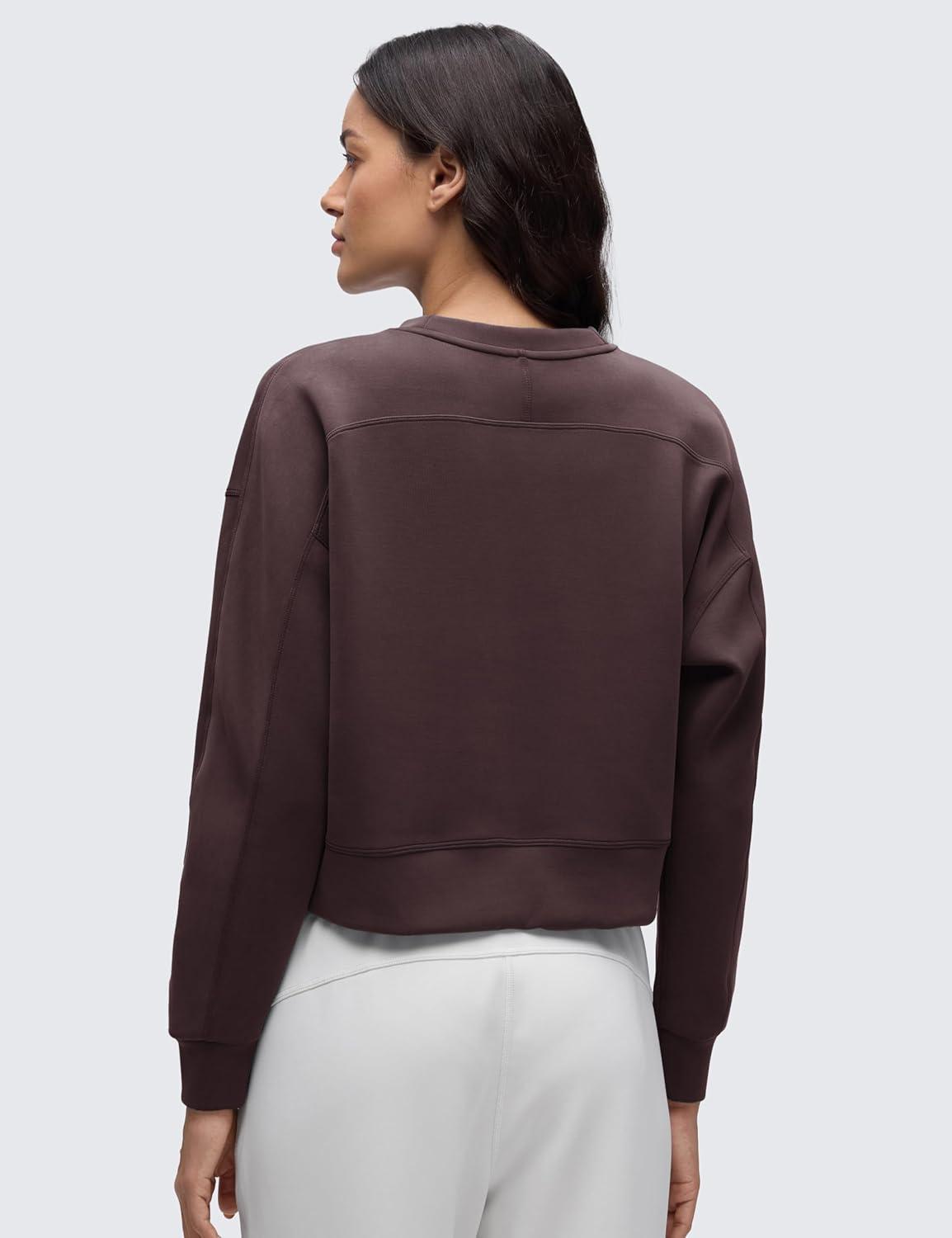 imageCRZ YOGA SoftAura Pullover Sweatshirt for Women Crewneck Workout Casual Basic Fall Sweat ShirtsRipe Plum