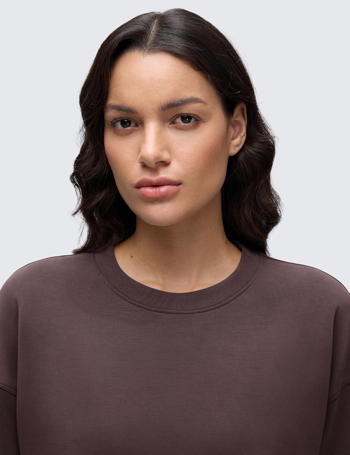 imageCRZ YOGA SoftAura Pullover Sweatshirt for Women Crewneck Workout Casual Basic Fall Sweat ShirtsRipe Plum