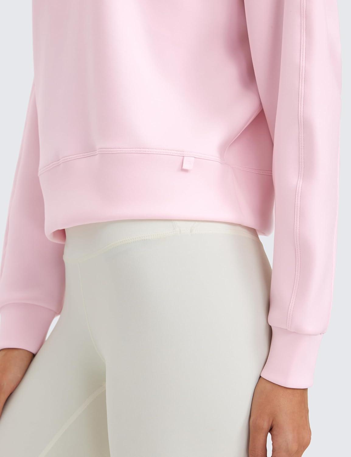 imageCRZ YOGA SoftAura Pullover Sweatshirt for Women Crewneck Workout Casual Basic Fall Sweat ShirtsStrawberry Pink