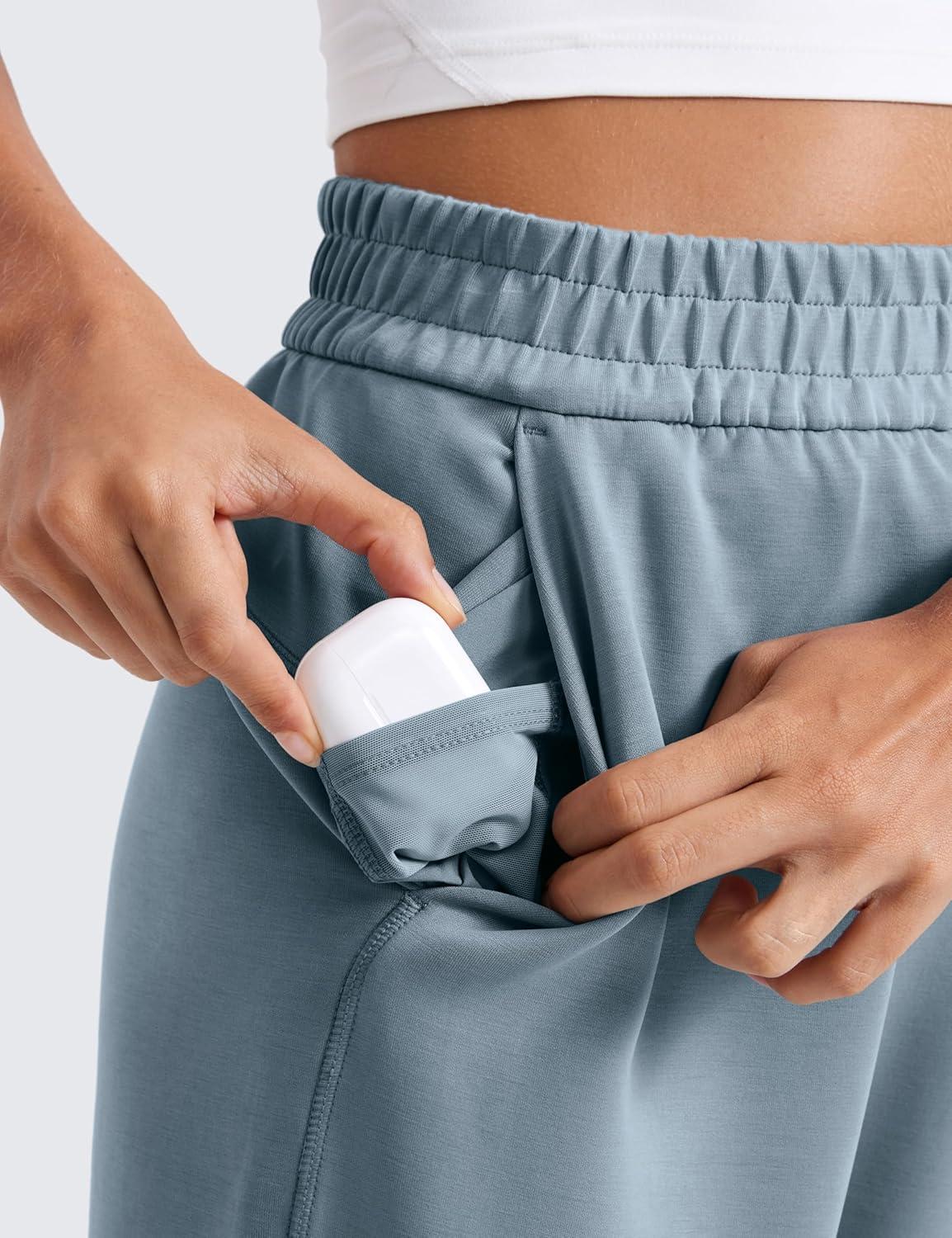 imageCRZ YOGA SoftAura Wide Leg Casual Sweatpants Women 29quot31quot Modal Lounge Travel Casual Pants with PocketsBelgian Blue