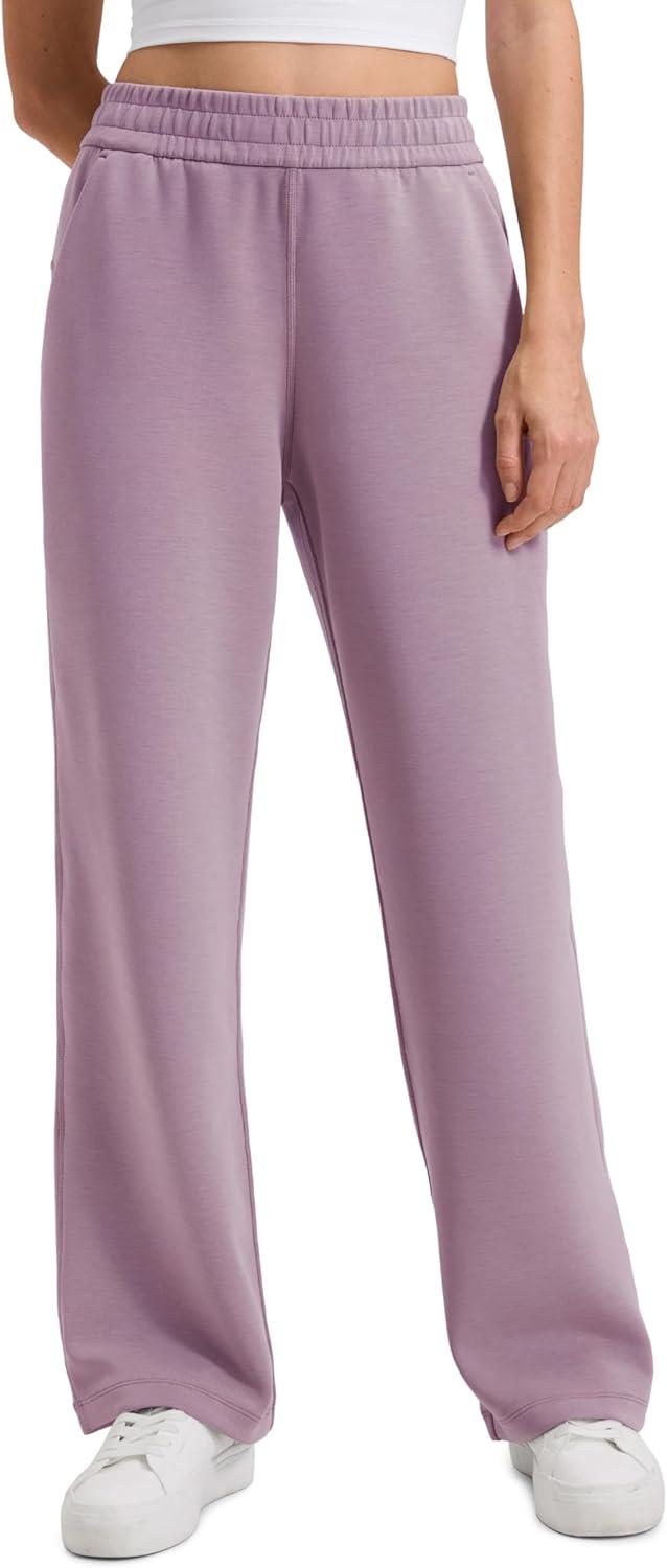 imageCRZ YOGA SoftAura Wide Leg Casual Sweatpants Women 29quot31quot Modal Lounge Travel Casual Pants with PocketsLight Lavender