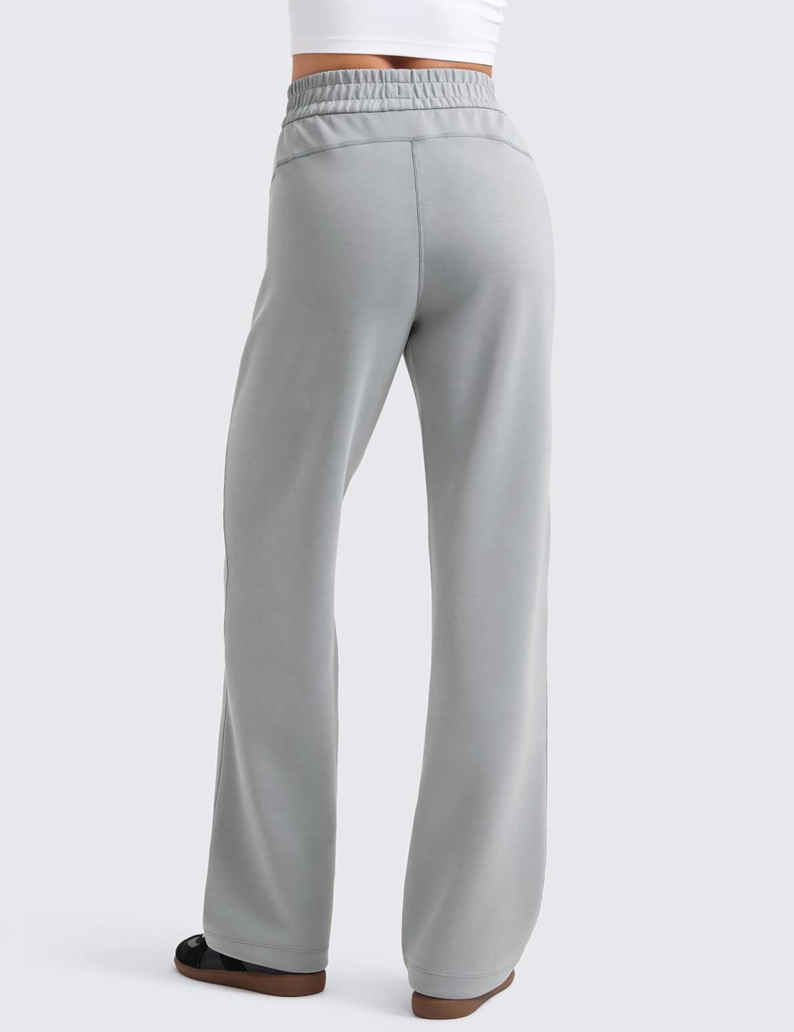 imageCRZ YOGA SoftAura Wide Leg Casual Sweatpants Women 29quot31quot Modal Lounge Travel Casual Pants with PocketsRhino Grey