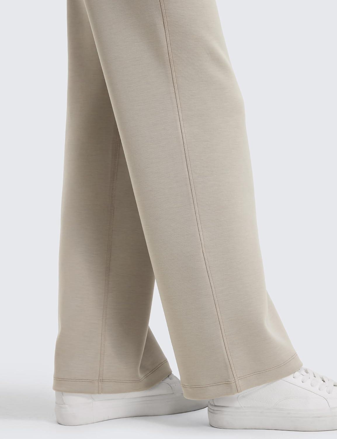 imageCRZ YOGA SoftAura Wide Leg Casual Sweatpants Women 29quot31quot Modal Lounge Travel Casual Pants with PocketsStone