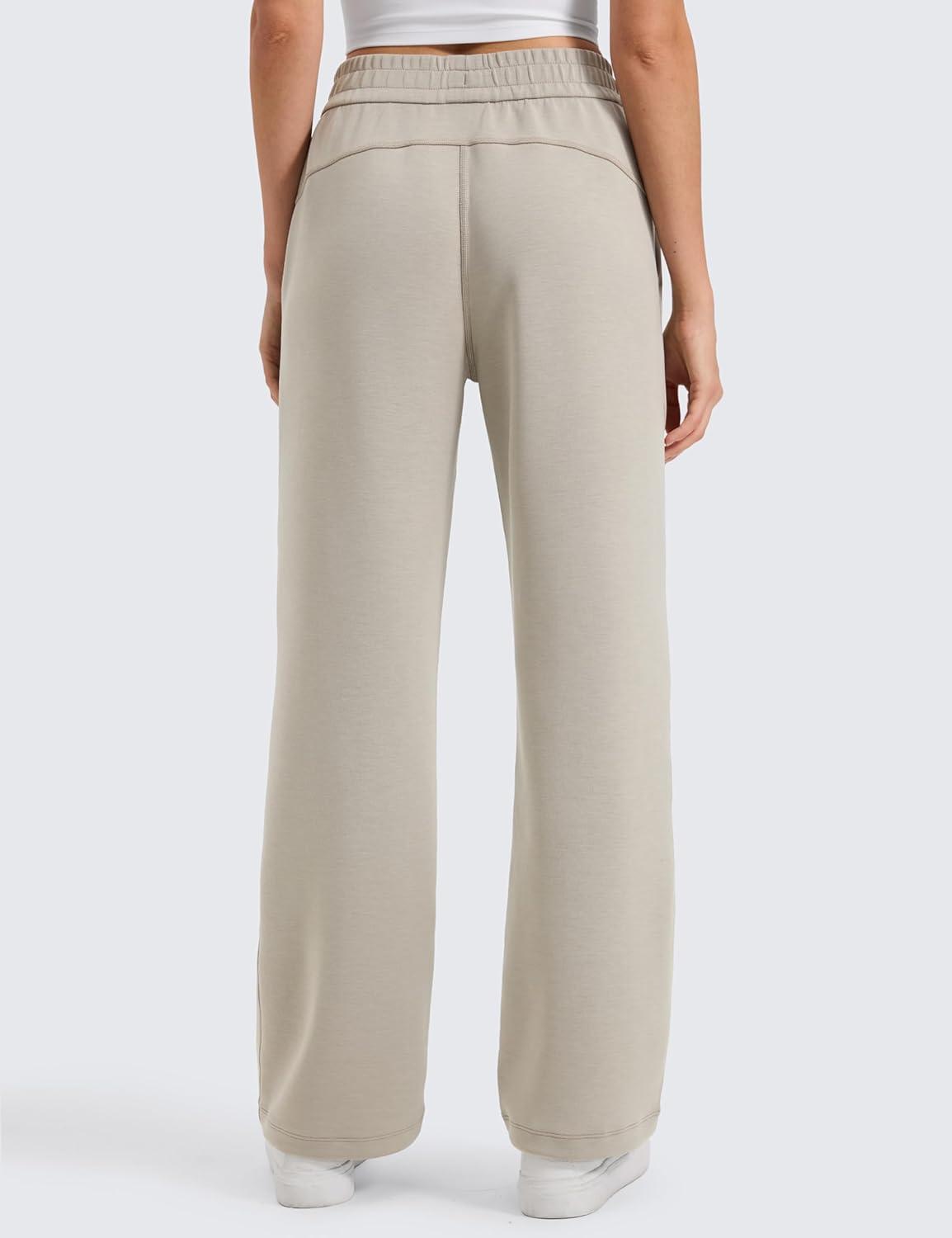 imageCRZ YOGA SoftAura Wide Leg Casual Sweatpants Women 29quot31quot Modal Lounge Travel Casual Pants with PocketsStone