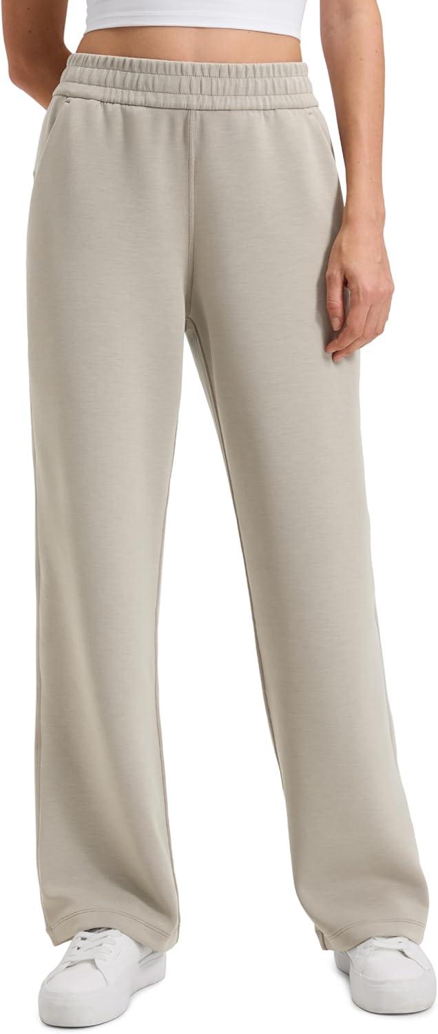 imageCRZ YOGA SoftAura Wide Leg Casual Sweatpants Women 29quot31quot Modal Lounge Travel Casual Pants with PocketsStone