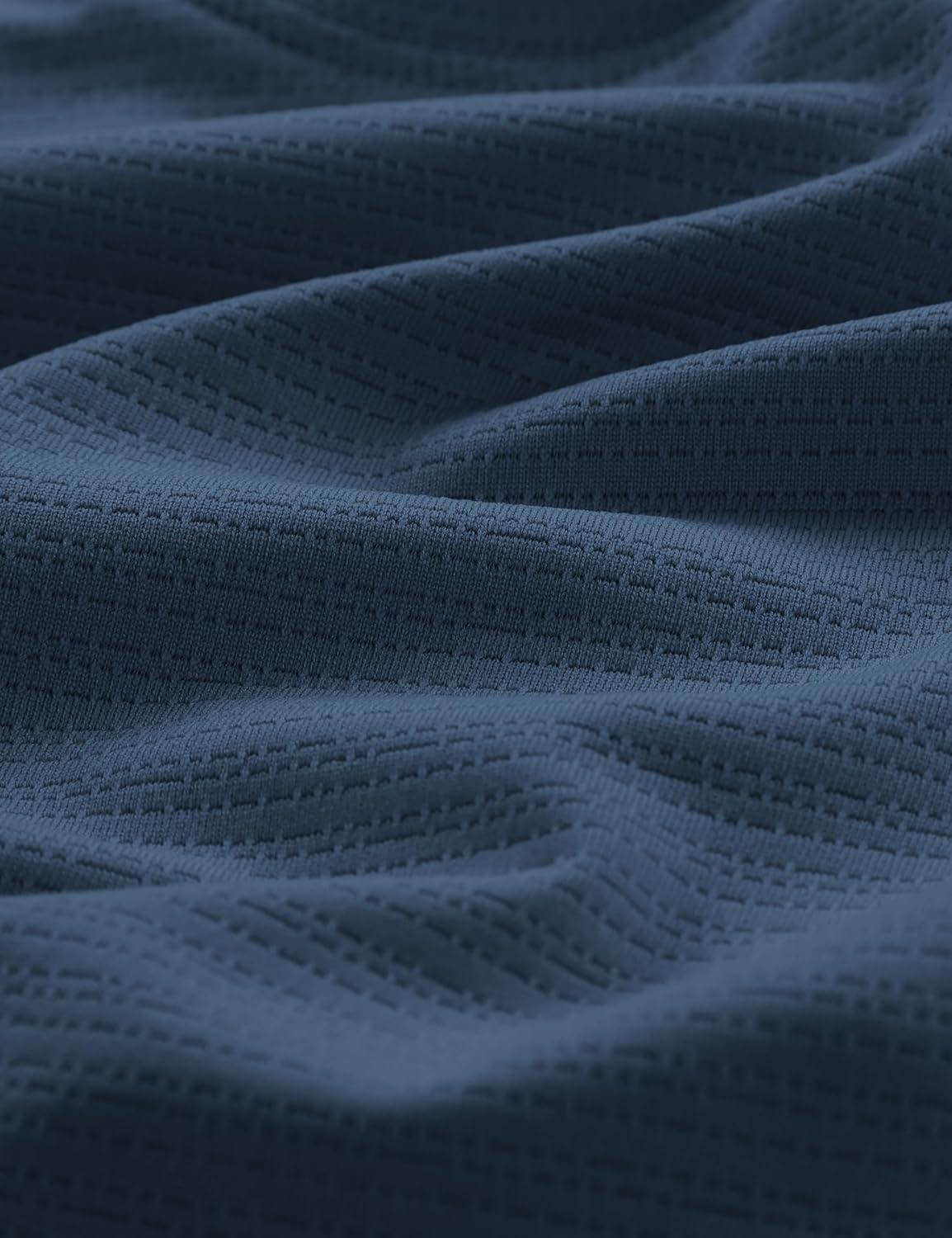 imageCRZ YOGA Texture Workout Shirts for Men Lightweight Crewneck Running Athletic TShirts Short Sleeve Gym TopsNautical Navy Blue