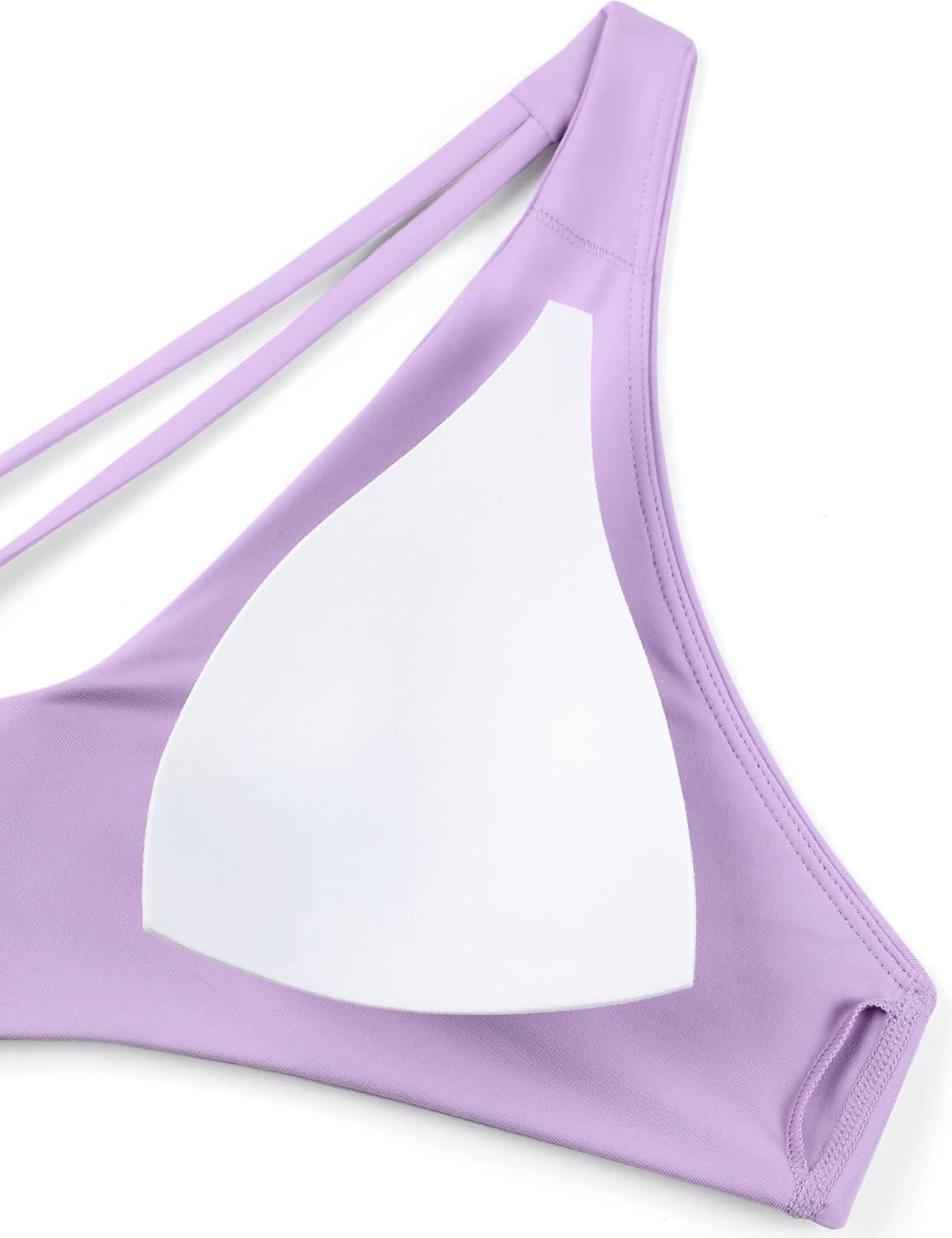 imageCRZ YOGA Twist Front Bikini Tops for Women Padded V Neck Criss Cross Back Triangle Sexy Swim Bathing SuitElfin Purple