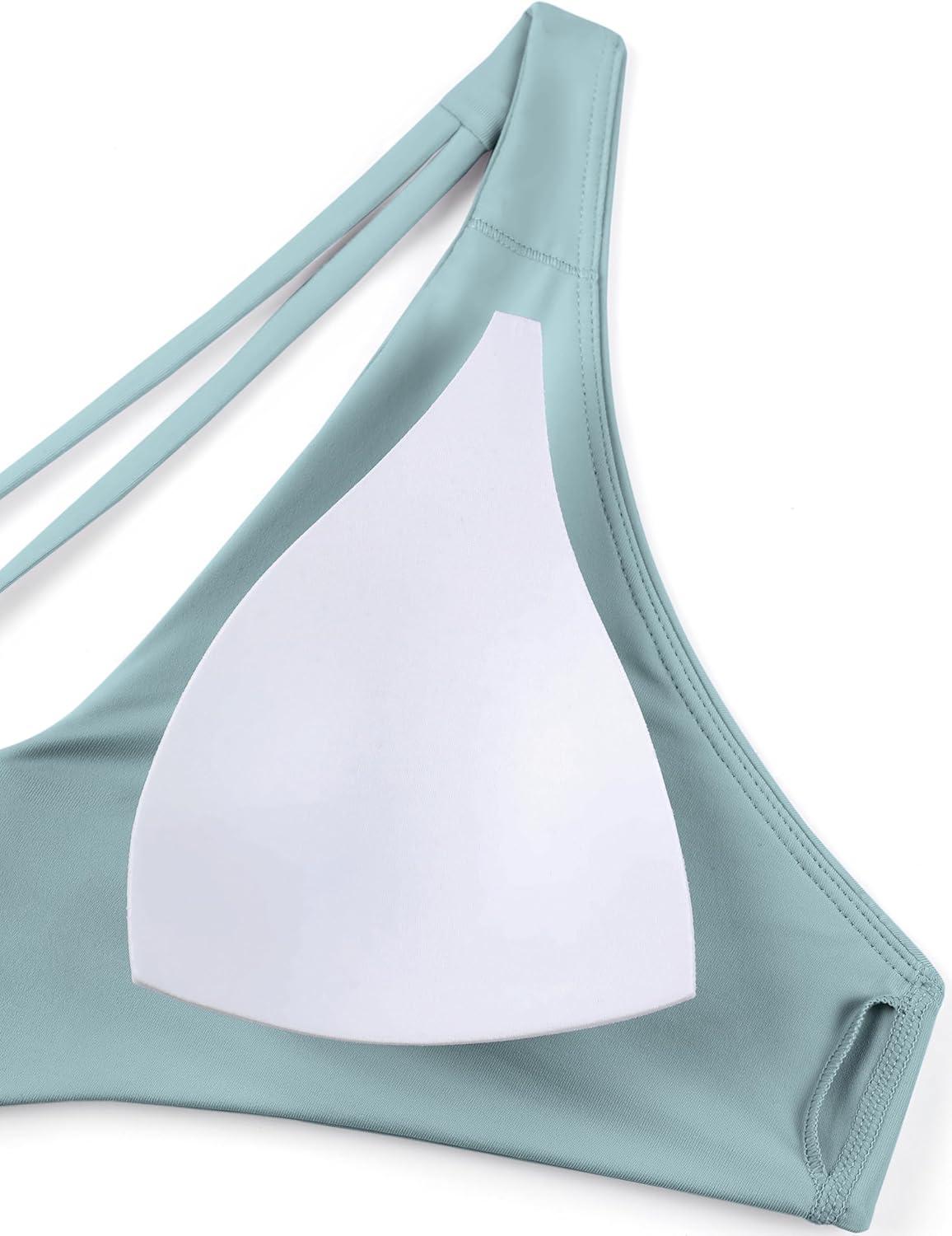 imageCRZ YOGA Twist Front Bikini Tops for Women Padded V Neck Criss Cross Back Triangle Sexy Swim Bathing SuitLight Grayish Blue
