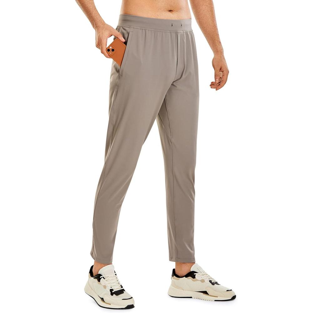 imageCRZ YOGA 4Way Stretch Athletic Pants for Men 30quot Workout Lounge Casual Work Jogger with Zip PocketCliff Ash