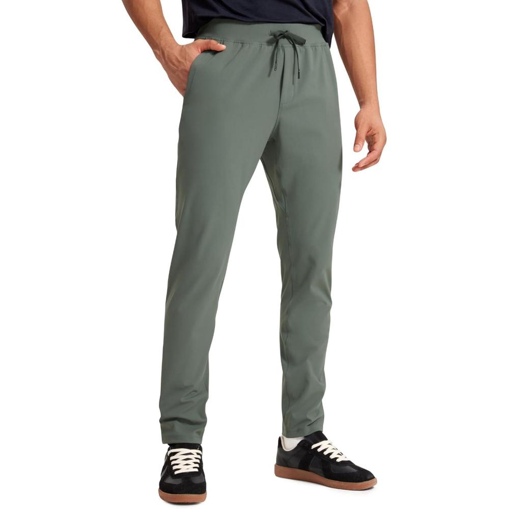 imageCRZ YOGA 4Way Stretch Athletic Pants for Men 30quot Workout Lounge Casual Work Jogger with Zip PocketGrey Sage