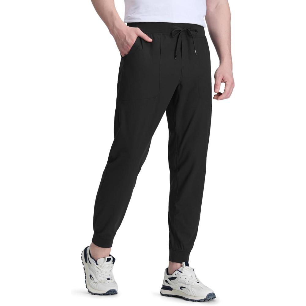 imageCRZ YOGA All Day Comfy PullOn Golf Joggers for Men 28quot30quot32quot Quick Dry Lightweight Work Casual Pants with PocketsBlack