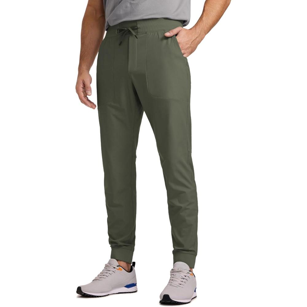 imageCRZ YOGA All Day Comfy PullOn Golf Joggers for Men 28quot30quot32quot Quick Dry Lightweight Work Casual Pants with PocketsLight Army Green