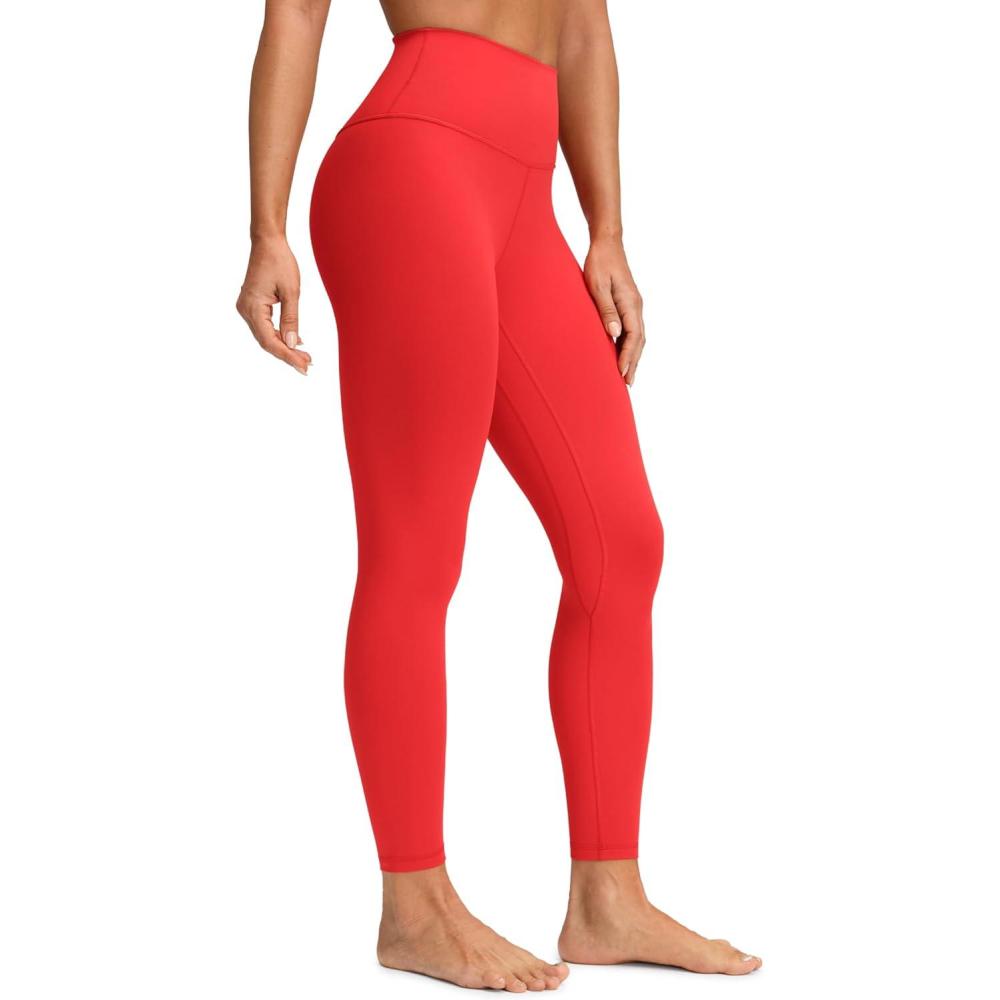 imageCRZ YOGA Brushed Naked Feeling Workout Leggings 25quot High Waisted Gym Compression Tummy Control Womens Yoga PantsDeep Red