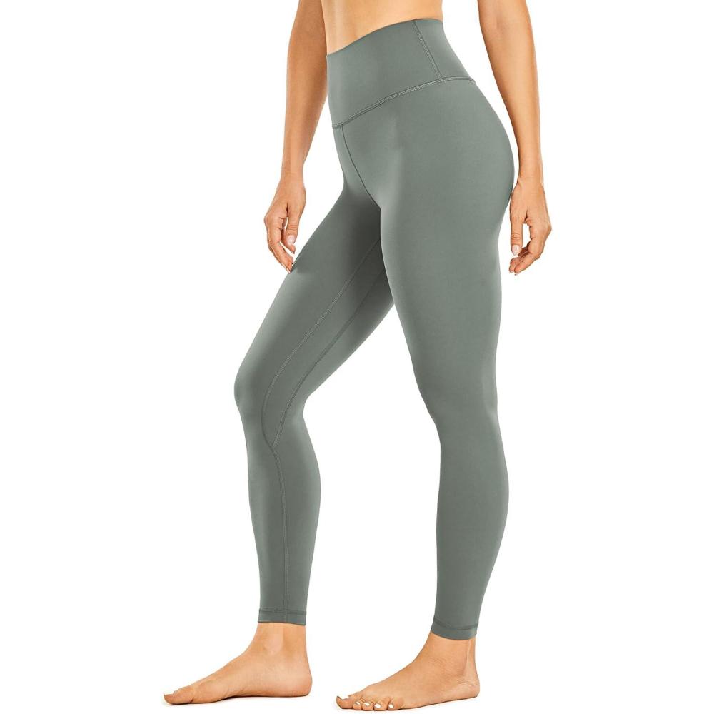 imageCRZ YOGA Brushed Naked Feeling Workout Leggings 25quot High Waisted Gym Compression Tummy Control Womens Yoga PantsGrey Sage