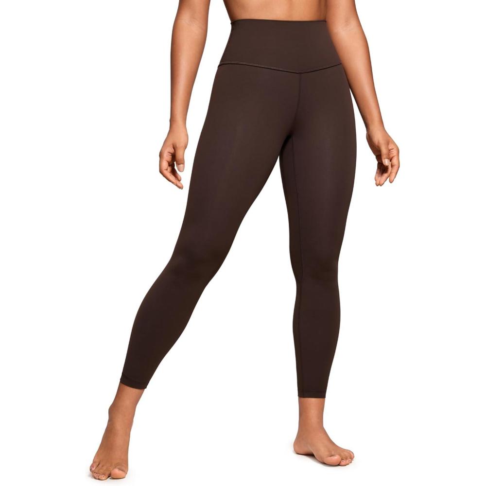 imageCRZ YOGA Brushed Naked Feeling Workout Leggings 25quot High Waisted Gym Compression Tummy Control Womens Yoga PantsHot Fudge Brown
