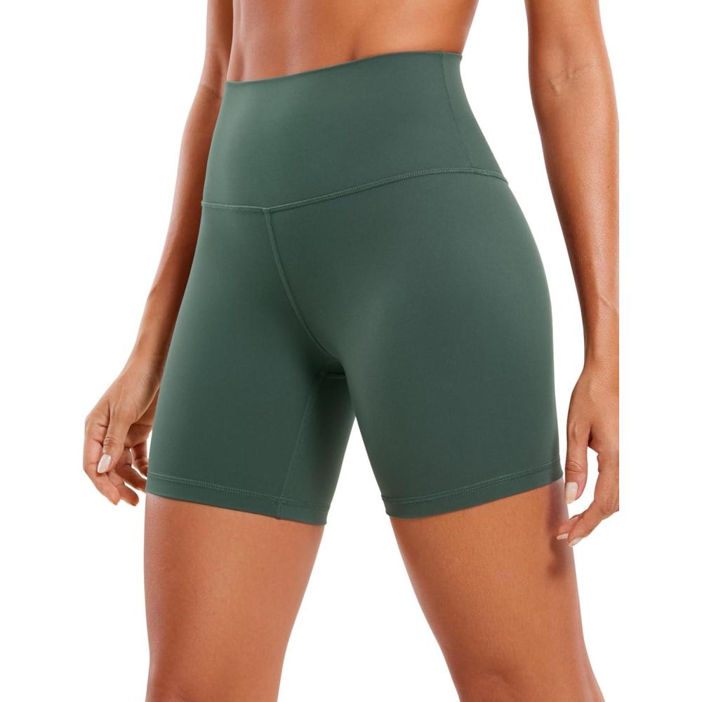 imageCRZ YOGA ButterLuxe Biker Shorts 6quot High Waisted Workout Running Volleyball Spandex Yoga WomensDark Forest Green