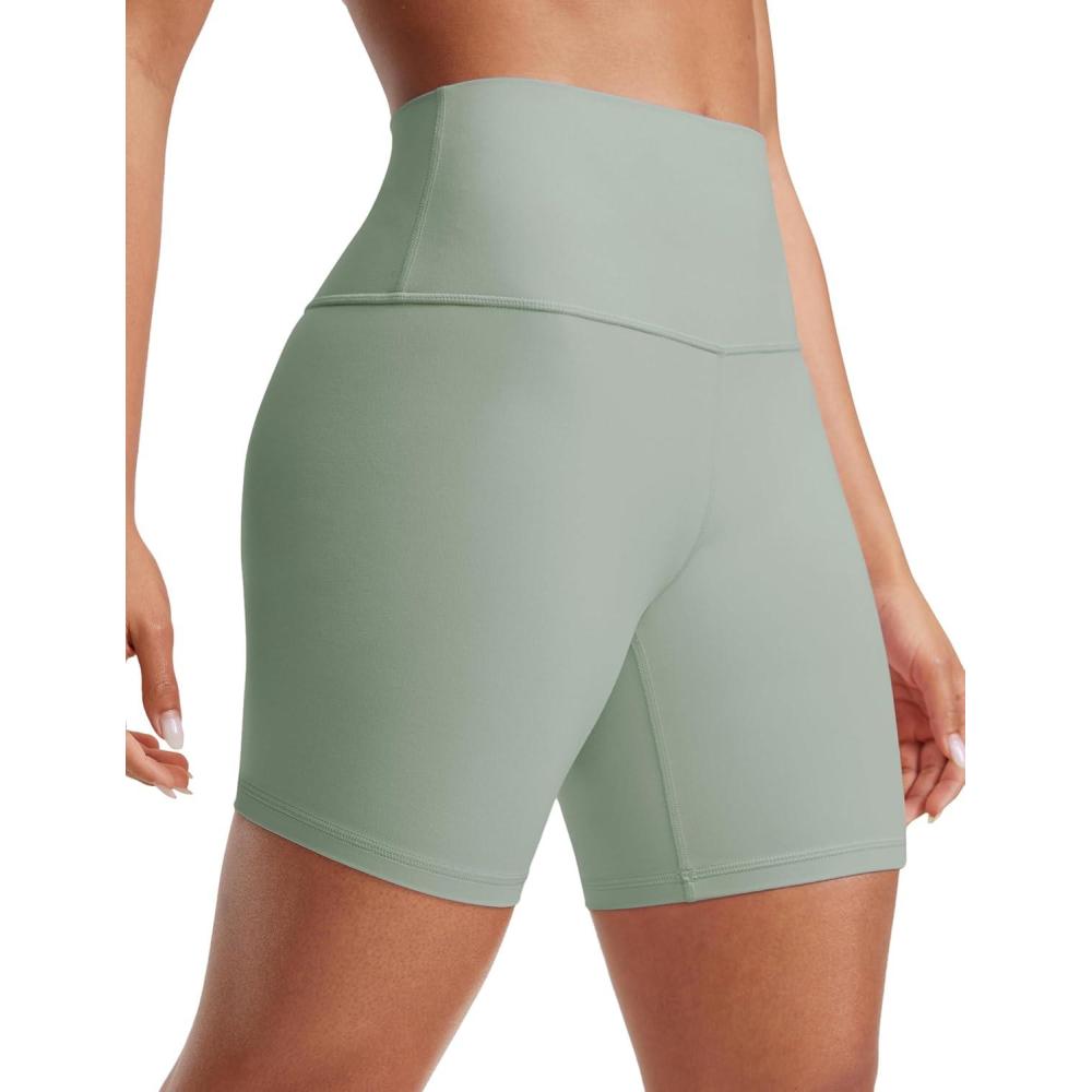 imageCRZ YOGA ButterLuxe Biker Shorts 6quot High Waisted Workout Running Volleyball Spandex Yoga WomensGreen Palm Court