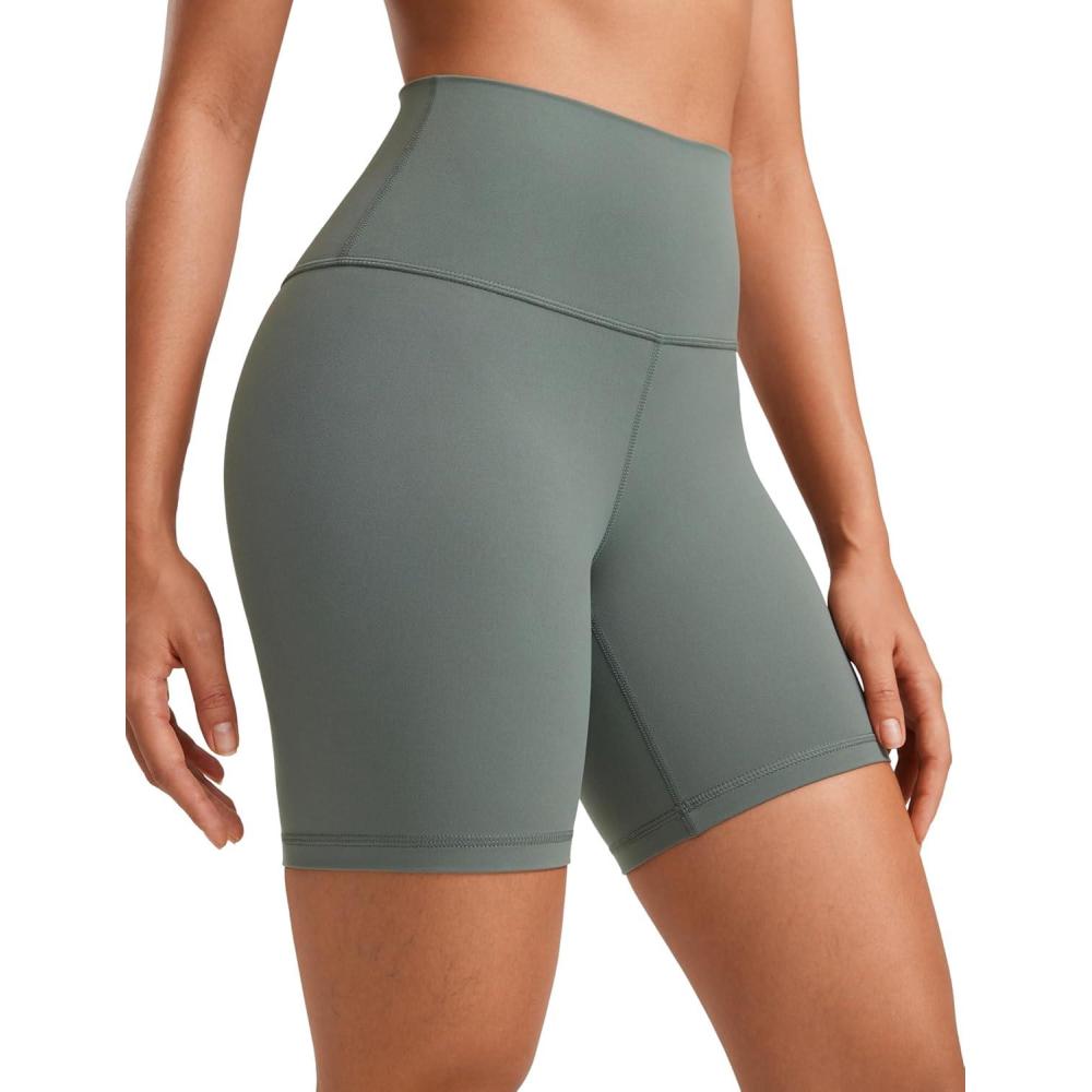 imageCRZ YOGA ButterLuxe Biker Shorts 6quot High Waisted Workout Running Volleyball Spandex Yoga WomensGrey Sage