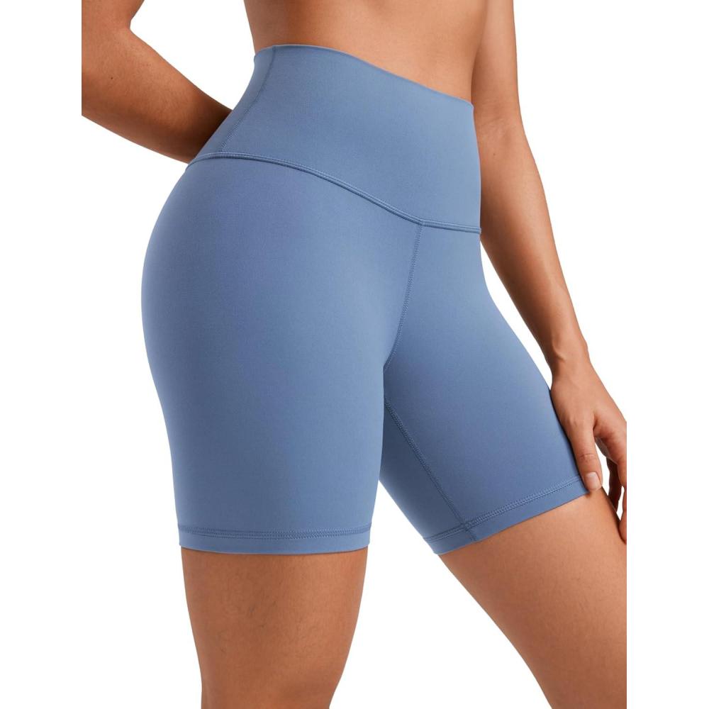imageCRZ YOGA ButterLuxe Biker Shorts 6quot High Waisted Workout Running Volleyball Spandex Yoga WomensOasis Blue