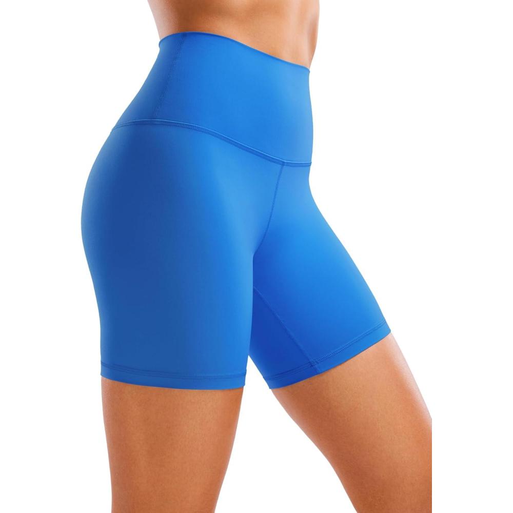imageCRZ YOGA ButterLuxe Biker Shorts 6quot High Waisted Workout Running Volleyball Spandex Yoga WomensSparkle Blue