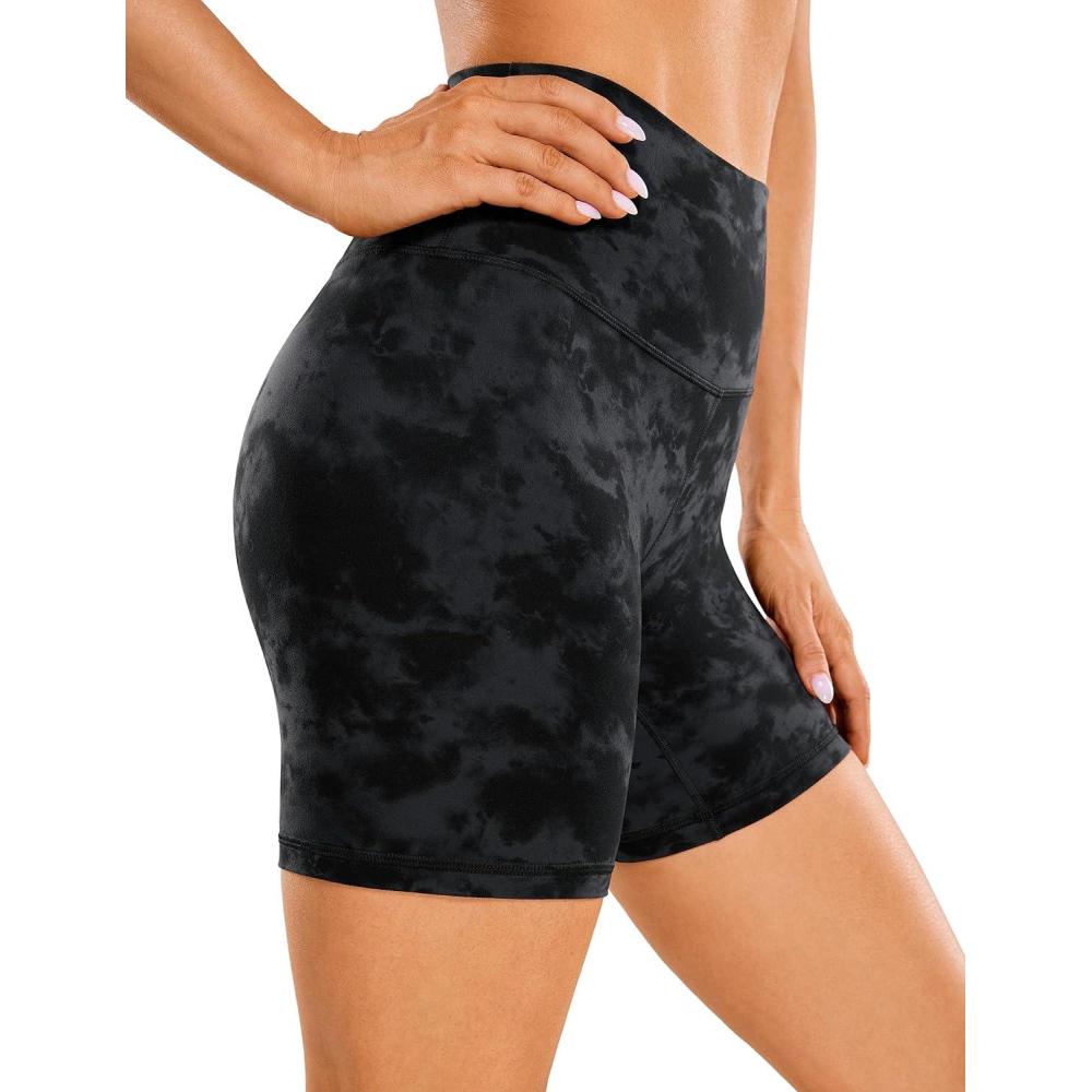 imageCRZ YOGA ButterLuxe Biker Shorts 6quot High Waisted Workout Running Volleyball Spandex Yoga WomensTie Dye Smoke Ink
