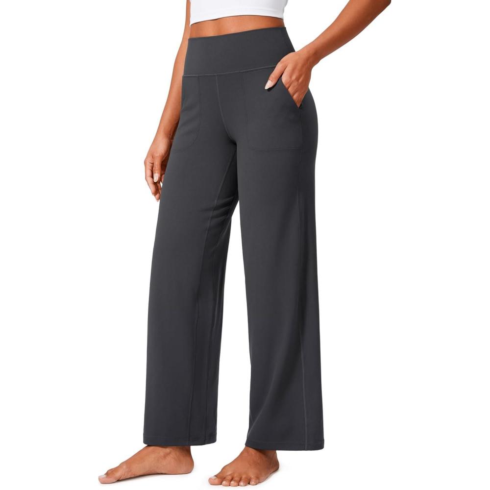 imageCRZ YOGA Butterlift Wide Leg Pants Pockets 29quot31quot33quot  High Waisted Yoga Lounge Buttery Soft Comfy Casual WomensMysterious Grey