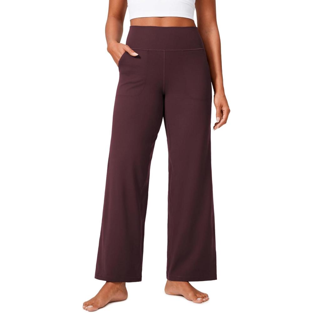 imageCRZ YOGA Butterlift Wide Leg Pants Pockets 29quot31quot33quot High Waisted Yoga Lounge Buttery Soft Comfy Casual WomensRipe Plum