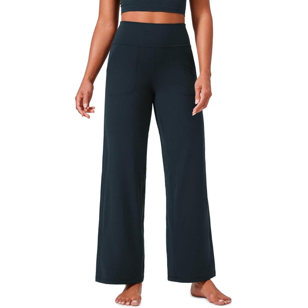 imageCRZ YOGA Butterlift Wide Leg Pants Pockets 29quot31quot33quot High Waisted Yoga Lounge Buttery Soft Comfy Casual WomensTrue Navy