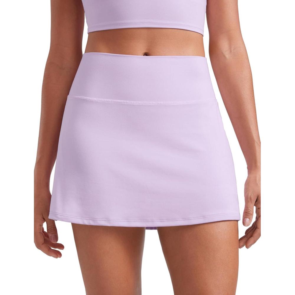 imageCRZ YOGA Butterluxe High Waisted Tennis Skirts for Women Mini Lined A Line Golf Casual Skort with Inner PocketsLilac Air