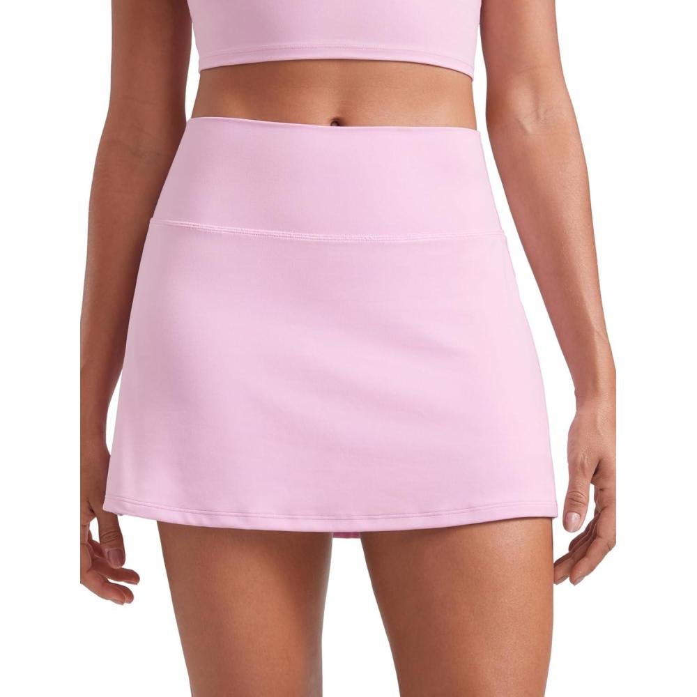 imageCRZ YOGA Butterluxe High Waisted Tennis Skirts for Women Mini Lined A Line Golf Casual Skort with Inner PocketsVita Pink