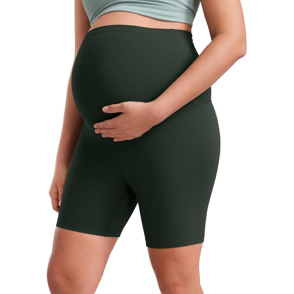 imageCRZ YOGA Butterluxe Maternity Biker Shorts 6quot Over The Belly Pregnancy Yoga Workout Womens Activewear Buttery SoftLegend Green