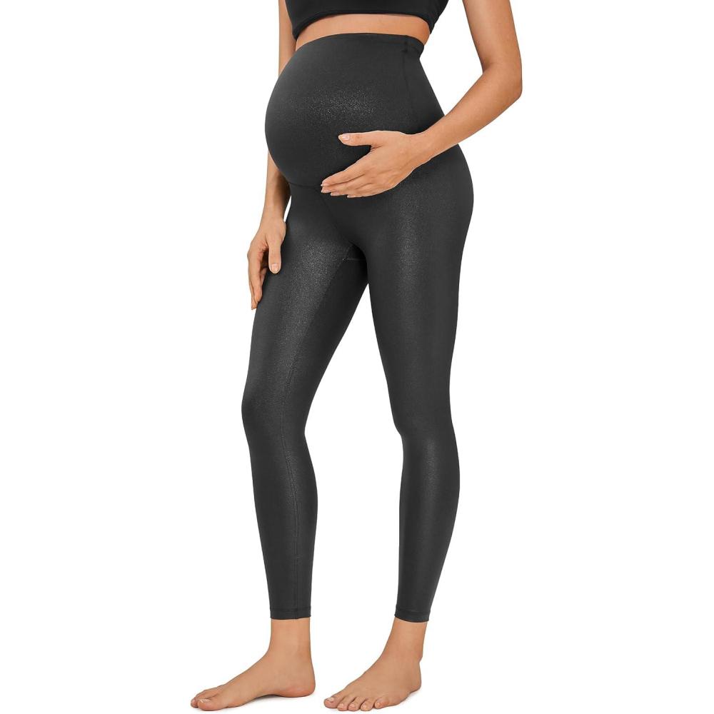 imageCRZ YOGA Butterluxe Maternity Leggings 25quot Over The Belly Buttery Soft Workout Activewear Yoga Womens Pregnancy PantsFaux Leather Black