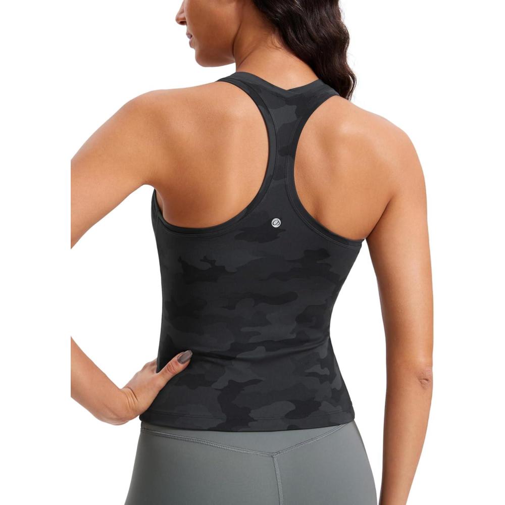 imageCRZ YOGA Butterluxe Racerback Tank Tops for Women  Yoga Workout Casual Gym Athletic Camisole Tight Sleeveless ShirtsDark Grey Camouflage 2