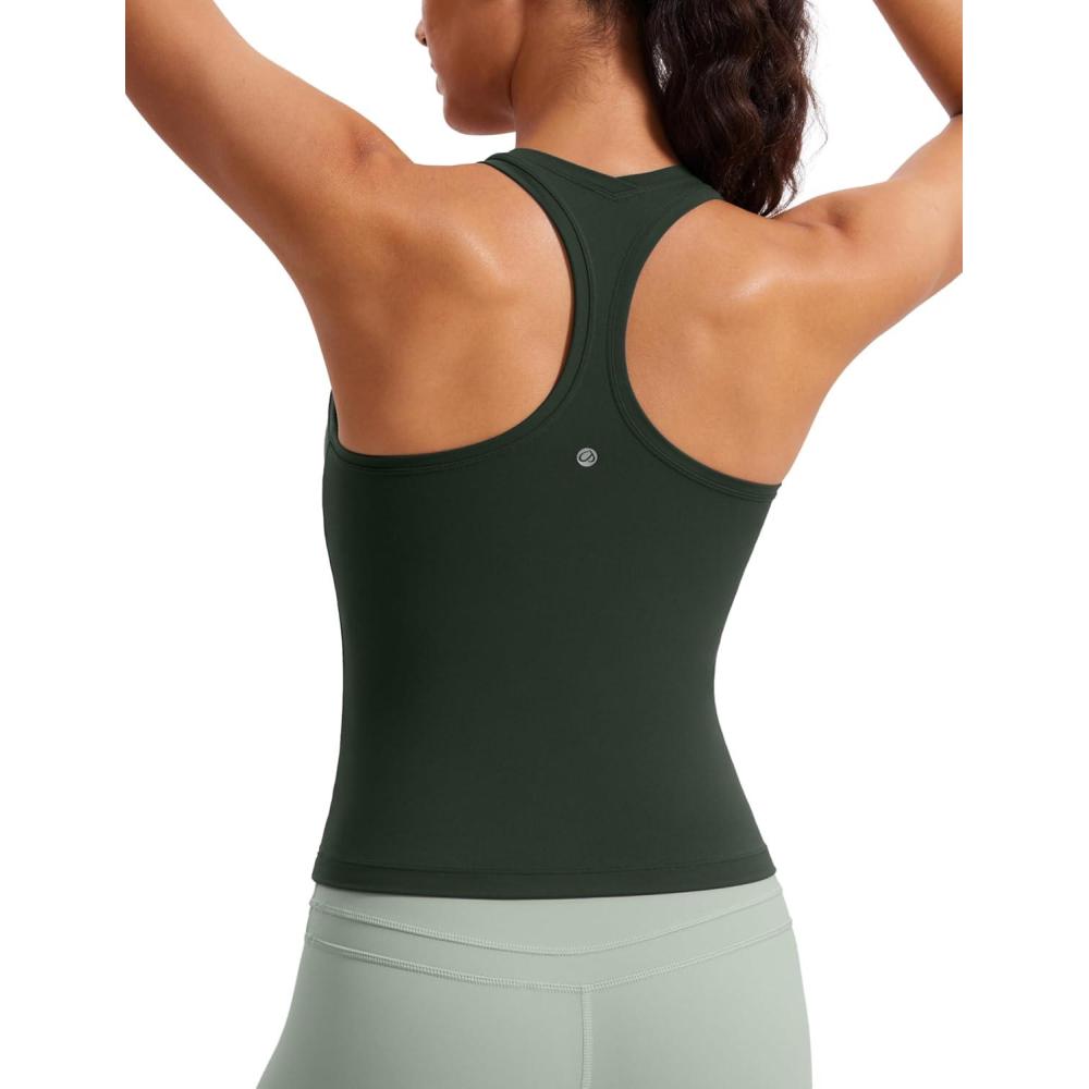 imageCRZ YOGA Butterluxe Racerback Tank Tops for Women  Yoga Workout Casual Gym Athletic Camisole Tight Sleeveless ShirtsLegend Green