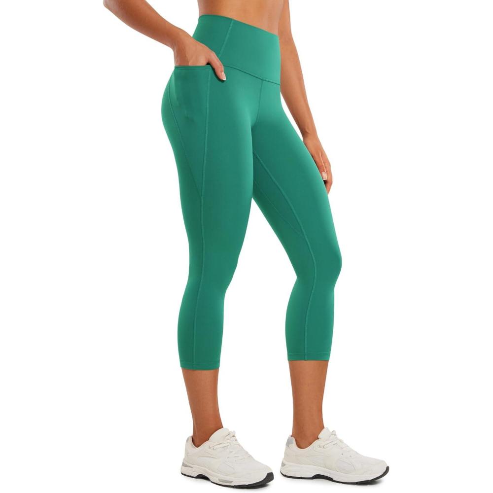 imageCRZ YOGA Butterluxe Workout Capri Leggings Pockets 21quot High Waisted Gym Athletic Womens Crop YogaCascadia Green