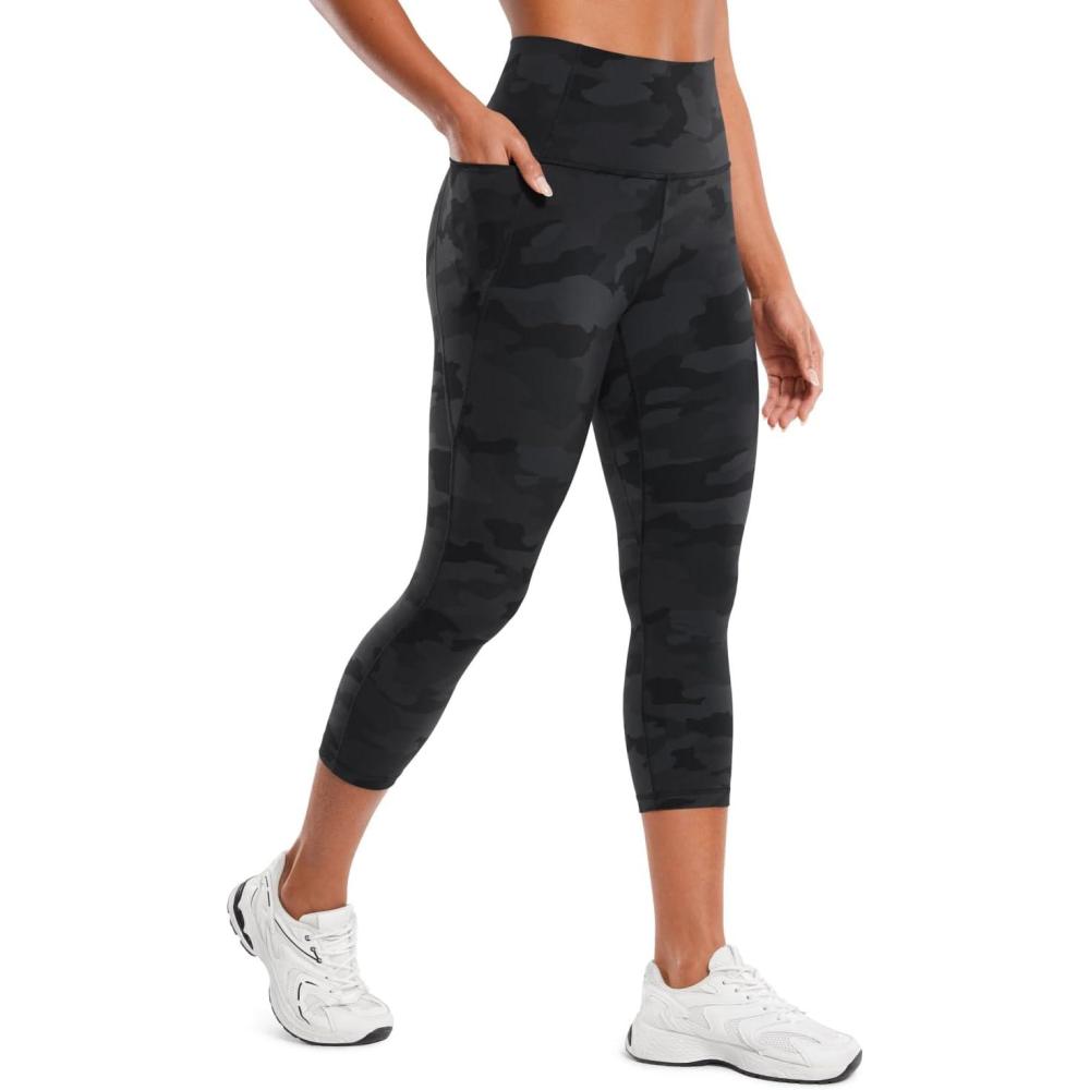 imageCRZ YOGA Butterluxe Workout Capri Leggings Pockets 21quot High Waisted Gym Athletic Womens Crop YogaDark Grey Camouflage 2
