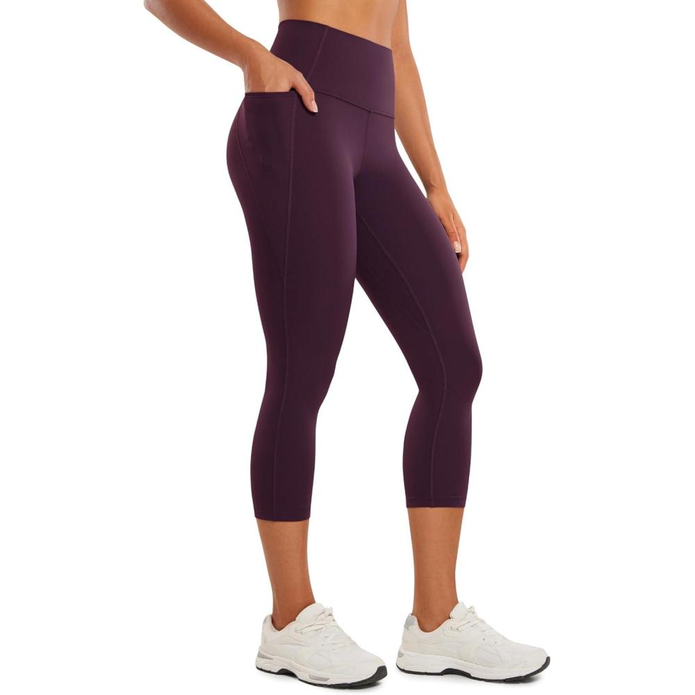 imageCRZ YOGA Butterluxe Workout Capri Leggings Pockets 21quot High Waisted Gym Athletic Womens Crop YogaDeep Purple