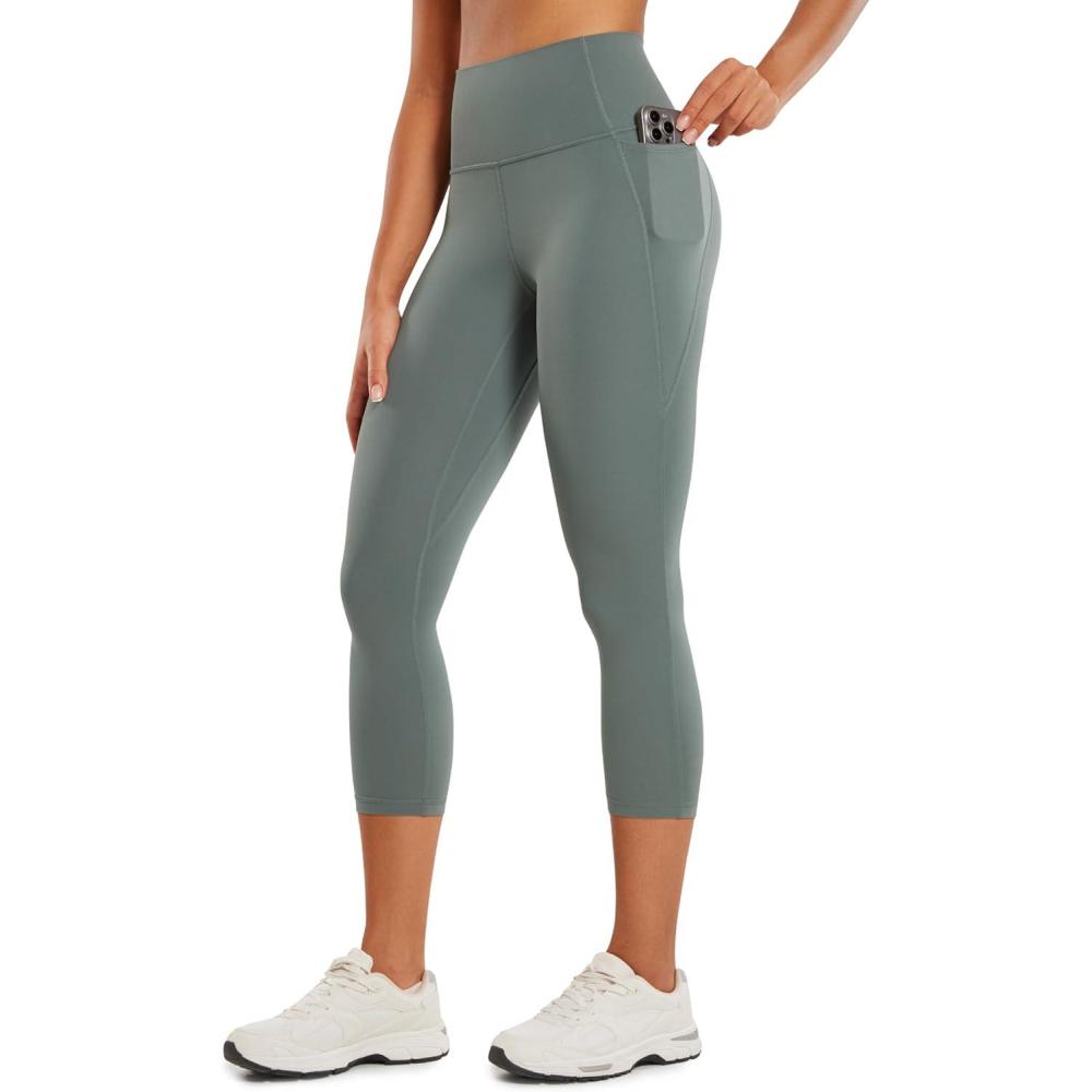 imageCRZ YOGA Butterluxe Workout Capri Leggings Pockets 21quot  High Waisted Gym Athletic Womens Crop YogaGrey Sage
