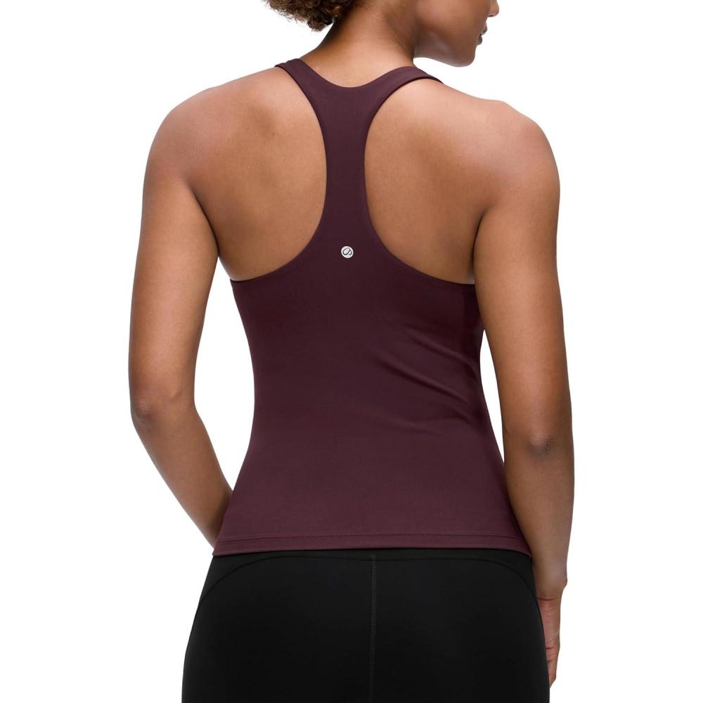 imageCRZ YOGA Butterluxe Workout Racerback Tank Tops for Women Padded Athletic Spandex Yoga Shirts with Built in BraRipe Plum